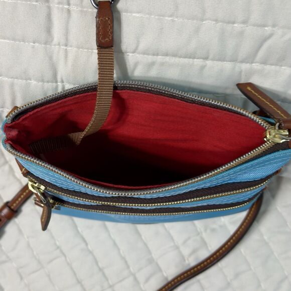 Dooney & Bourke Blue Nylon North South Triple Zip Women's Crossbody Purse - Picture 6 of 9